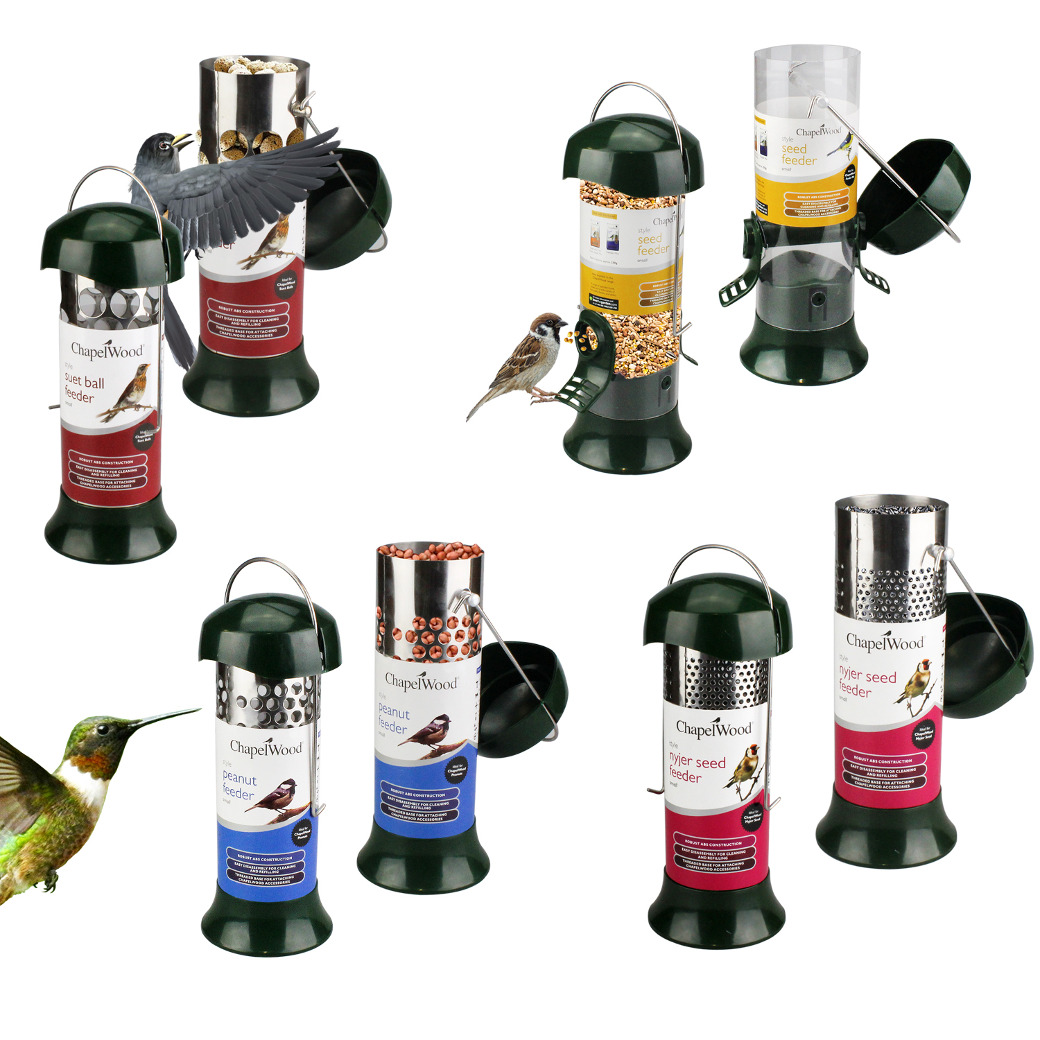 HANGING BIRD FEEDERS CHAPELWOOD OUTDOOR HEAVY DUTY METAL SEED SUET