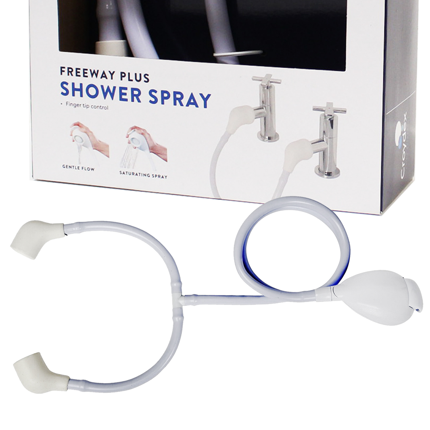 Croydex Hand Shower Connector Spray Sink Bath Tap Double Shampoo Push