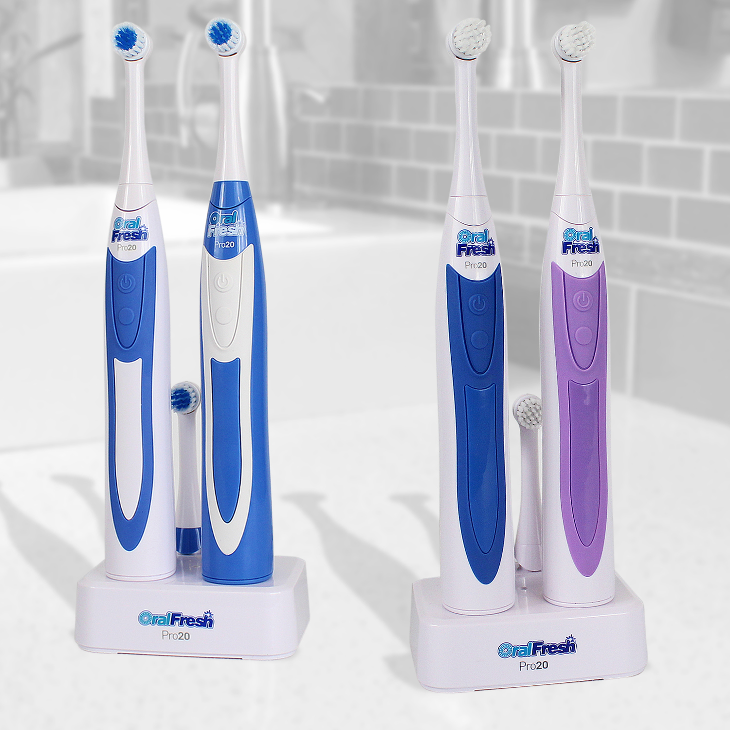 Set of 2 Electric Toothbrush Oral Fresh Pro20 Twin Pack Rotary Head