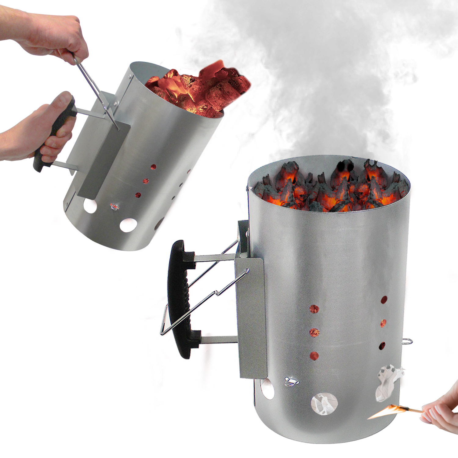 Charcoal Starter BBQ Fire Quick Metal Grill Coal Barbecue Burner