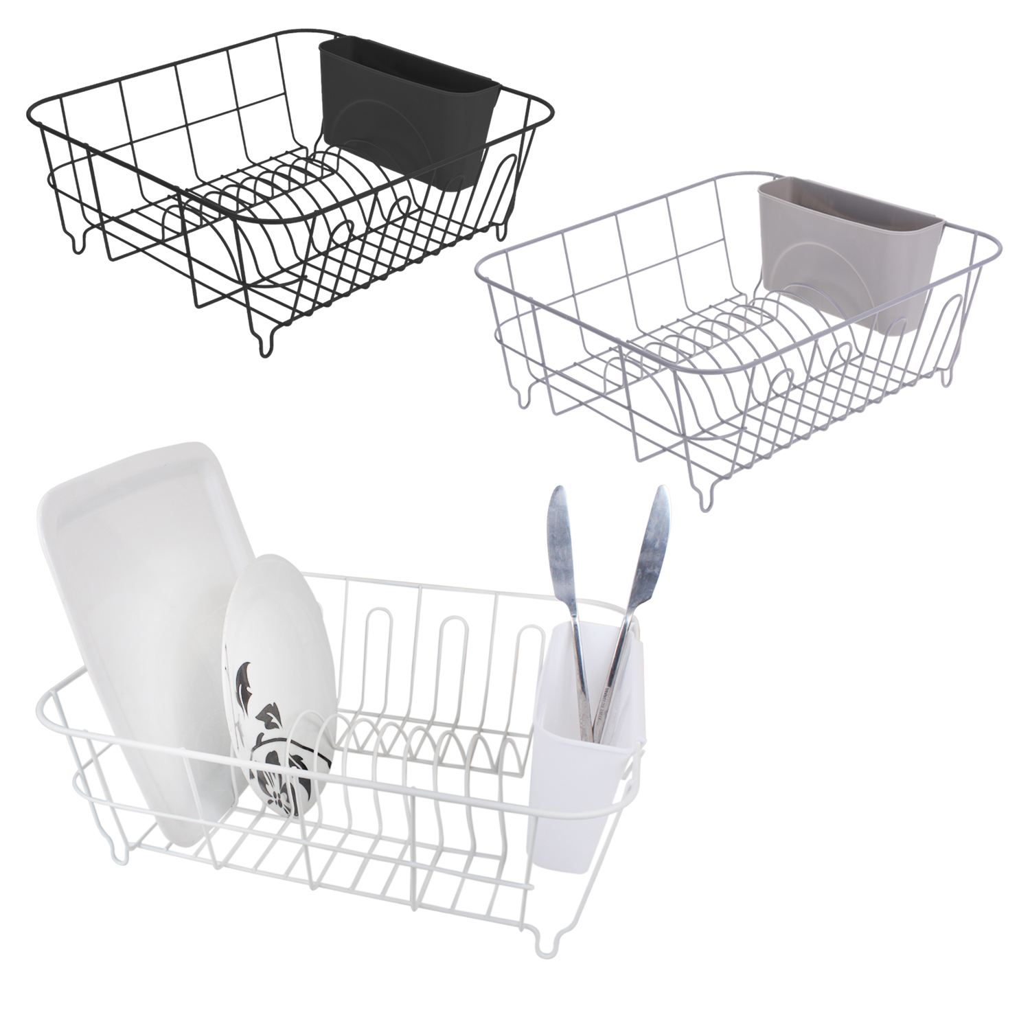 Washing Up Draining Rack Metal Dish Drainer Plate Utensil ...