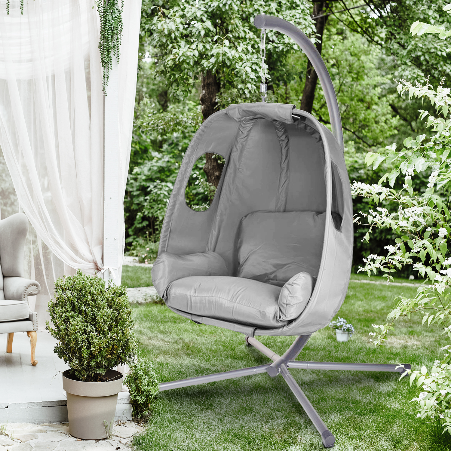 Garden Egg Chair Hanging Patio Swing Outdoor Hammock Lounger Rattan