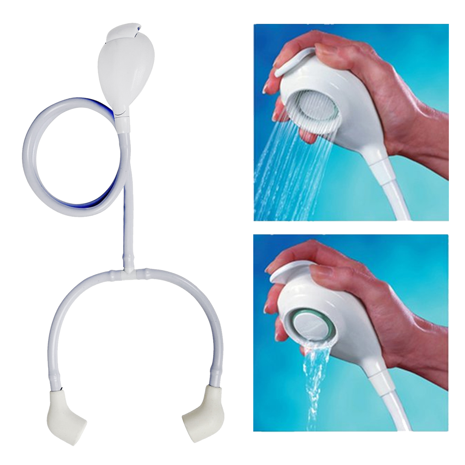 Croydex Hand Shower Connector Spray Sink Bath Tap Double Shampoo Push