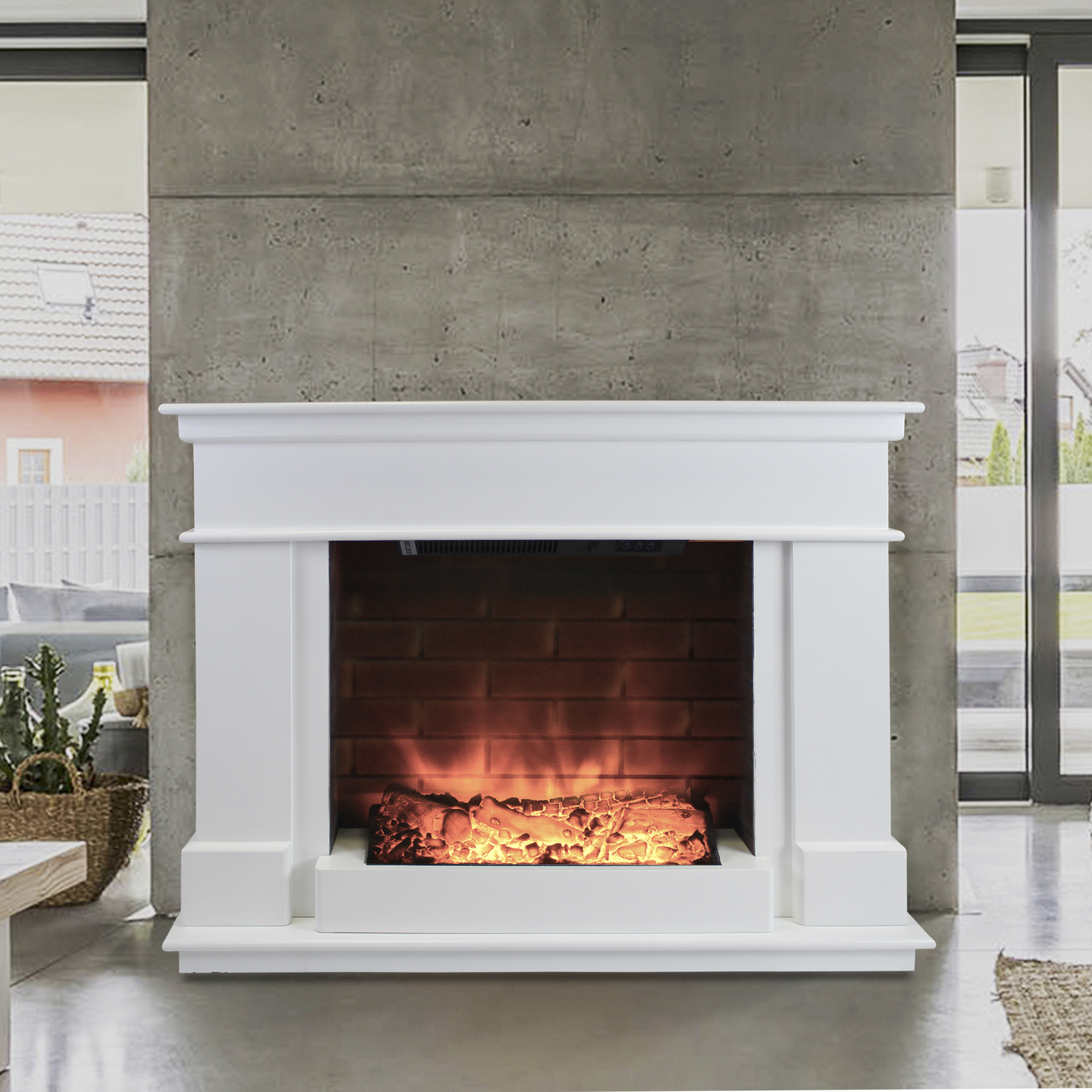 Free Standing Electric Fire Wall Mounted Modern Surround Fireplace