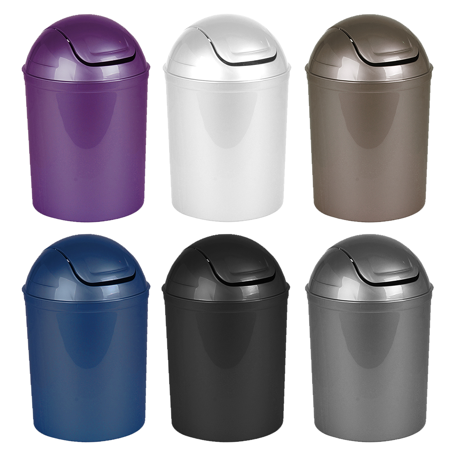 5L Plastic Bin Swing Lid Food Waste Paper Dustbin Rubbish Bathroom