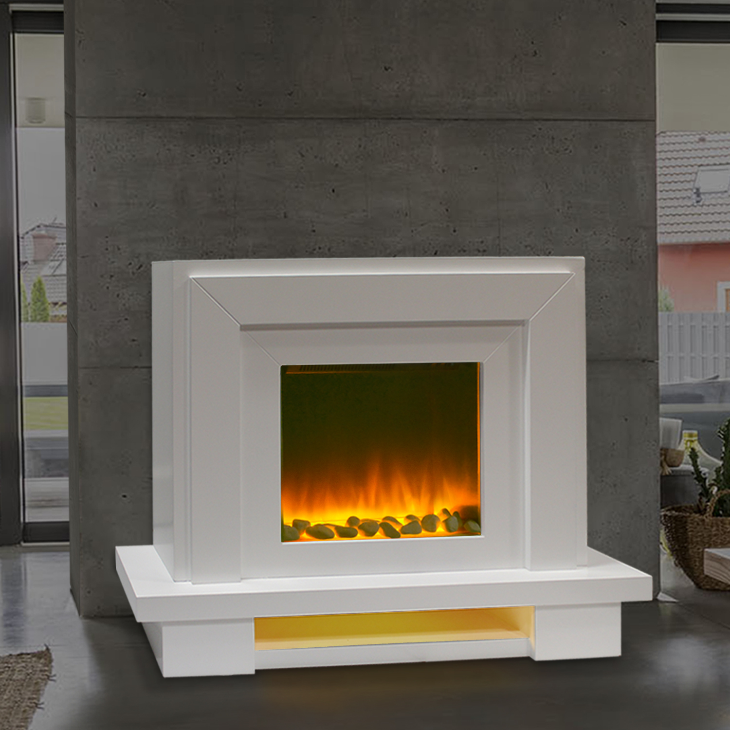 Electric Fire Fireplace Free Standing Modern Surround Mantelpiece