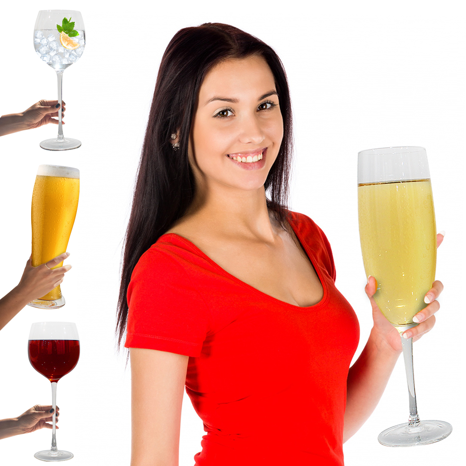 Large Prosecco Gin Wine Beer Champagne Flute Glass Huge Novelty Giant Glasses