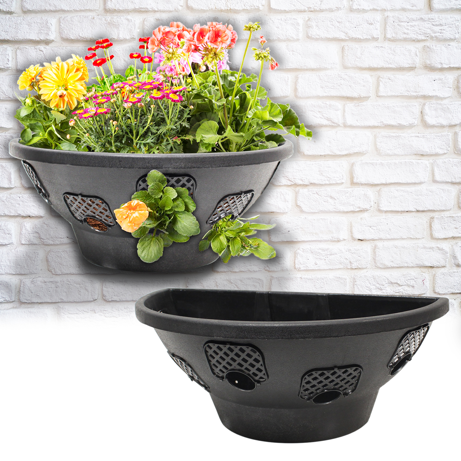 Wall Mounted Hanging Basket Flower Floral Easy Fill Bloom