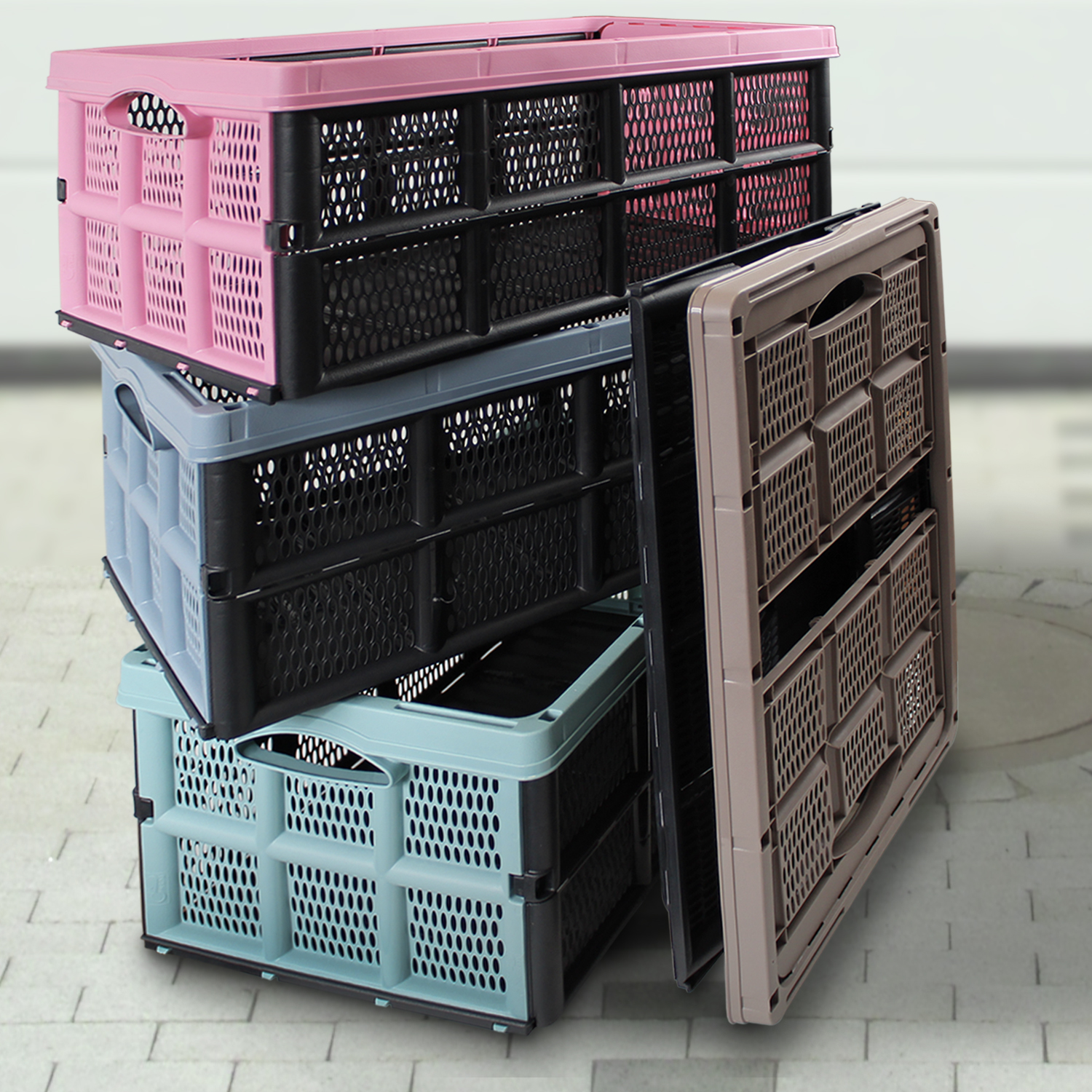 32L Collapsible Crate Folding Strong Plastic Storage Boxes Stackable
