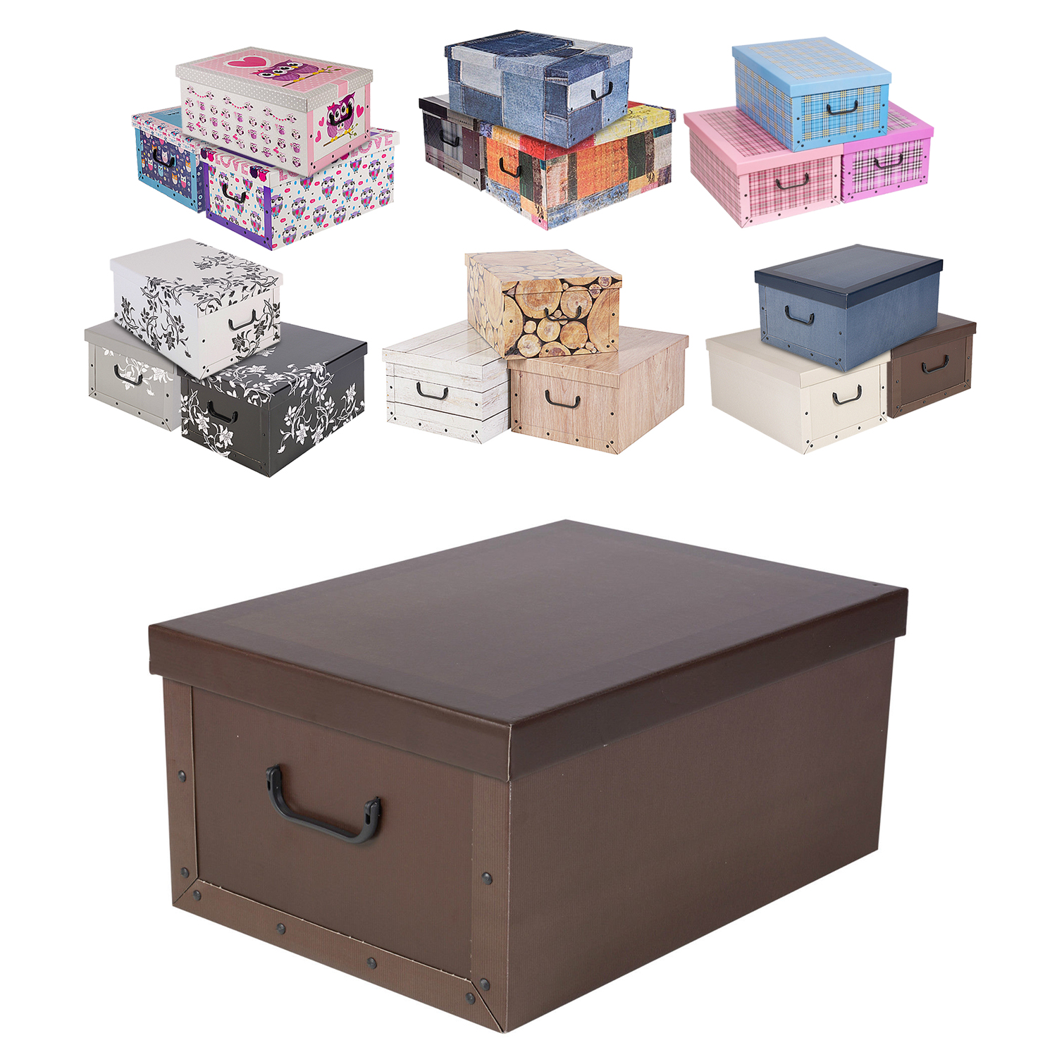 3 Underbed Collapsible Cardboard Storage Boxes Lightweight With Lids