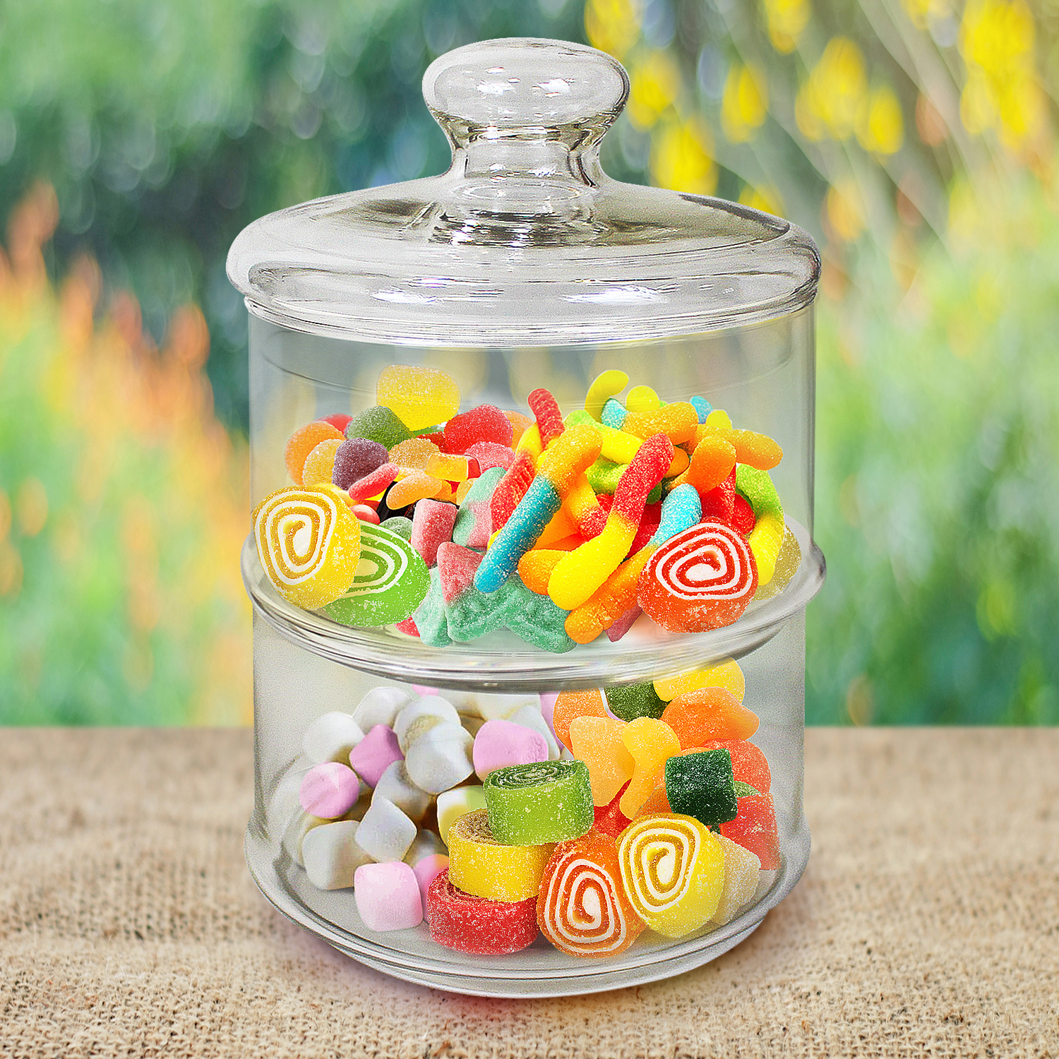 Glass Biscuit Cookie Candy Sweet Jar 2 Tier Stackable Container Serving  Storage 8711252148250 | eBay