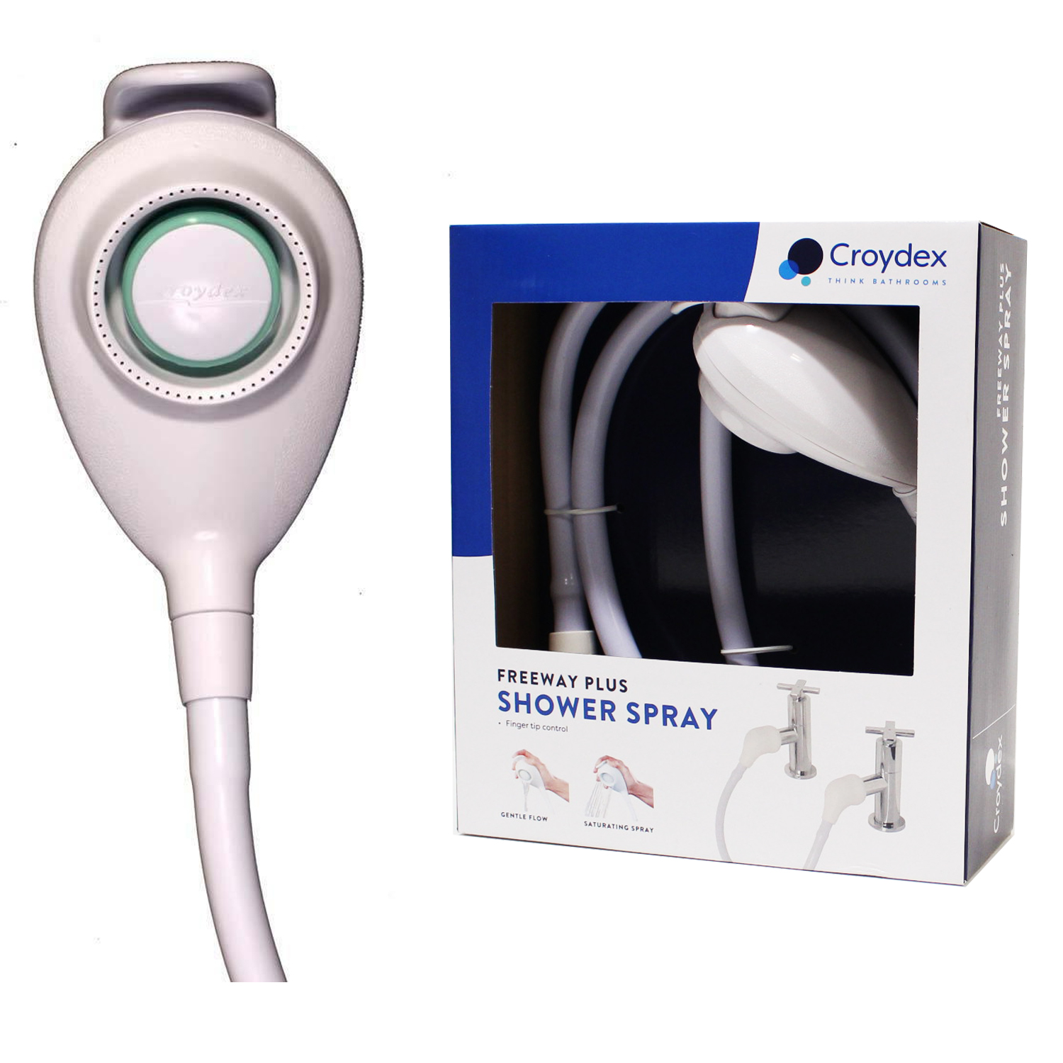 Croydex Hand Shower Connector Spray Sink Bath Tap Double Shampoo Push