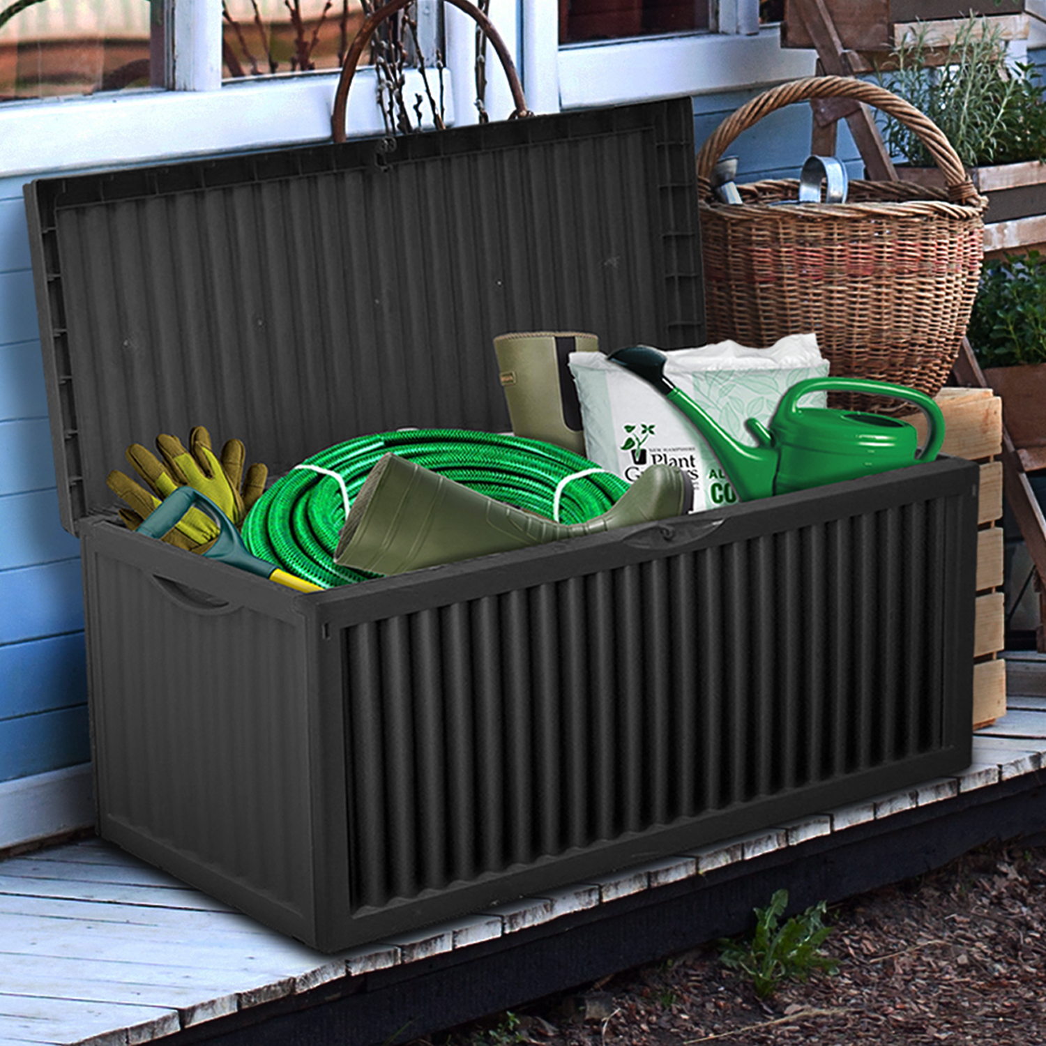 Outdoor Garden Plastic Storage Utility Chest Cushion Shed Box Garden