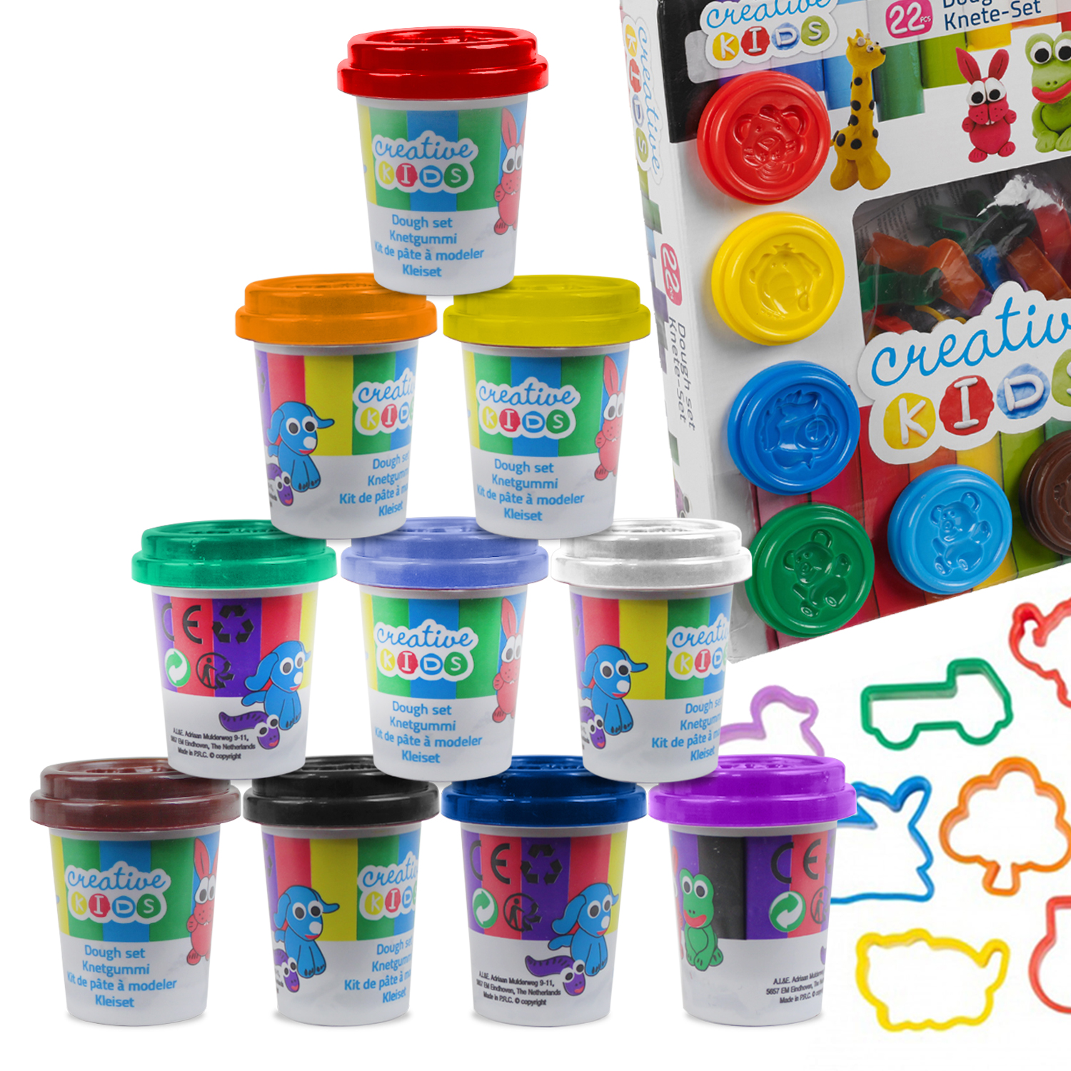 Kids Play Craft Dough 22 Piece Gift Toy Set Doh Clay Tubs Hobby Shapes