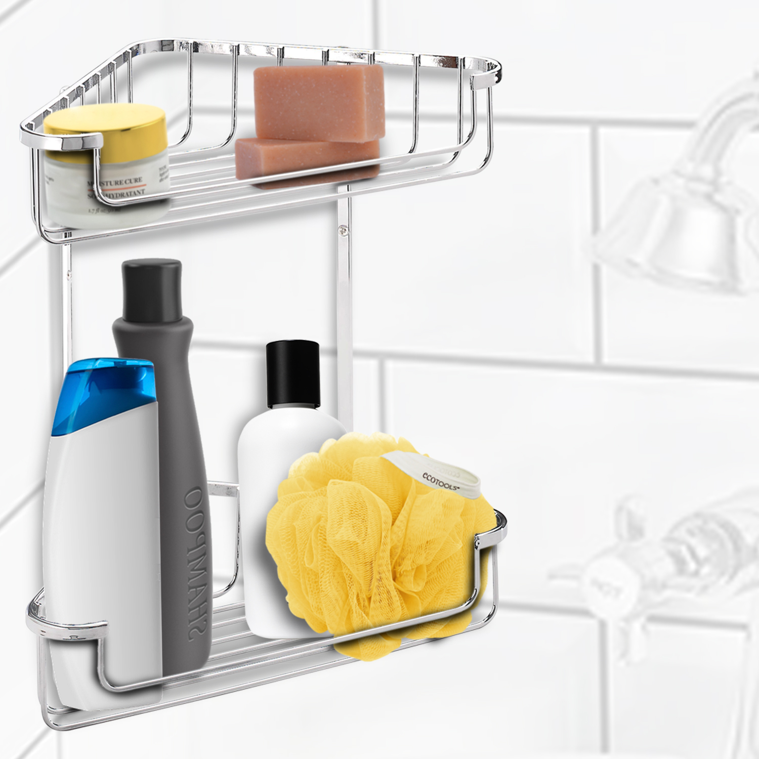 Croydex Bathroom Basket 2 Tier Caddy Shower Rust Free Corner Soap