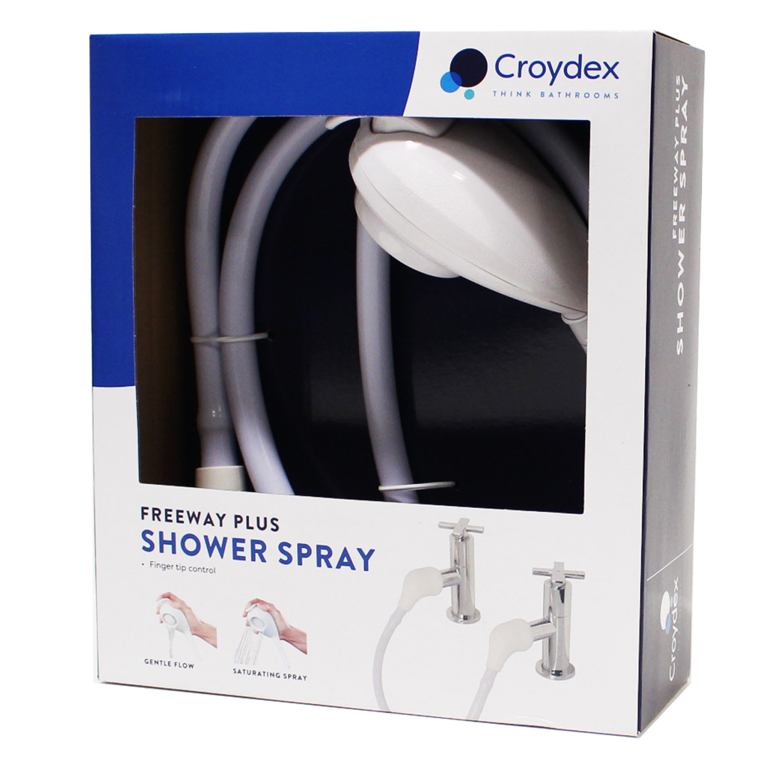 Croydex Hand Shower Connector Spray Sink Bath Tap Double Shampoo Push