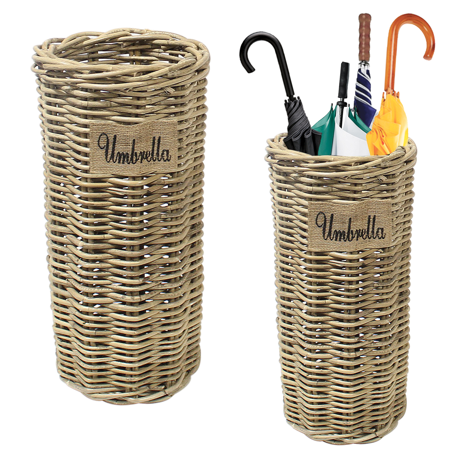 Rattan Umbrella Rack Stand Wicker Basket Holder Bin Brolly Storage