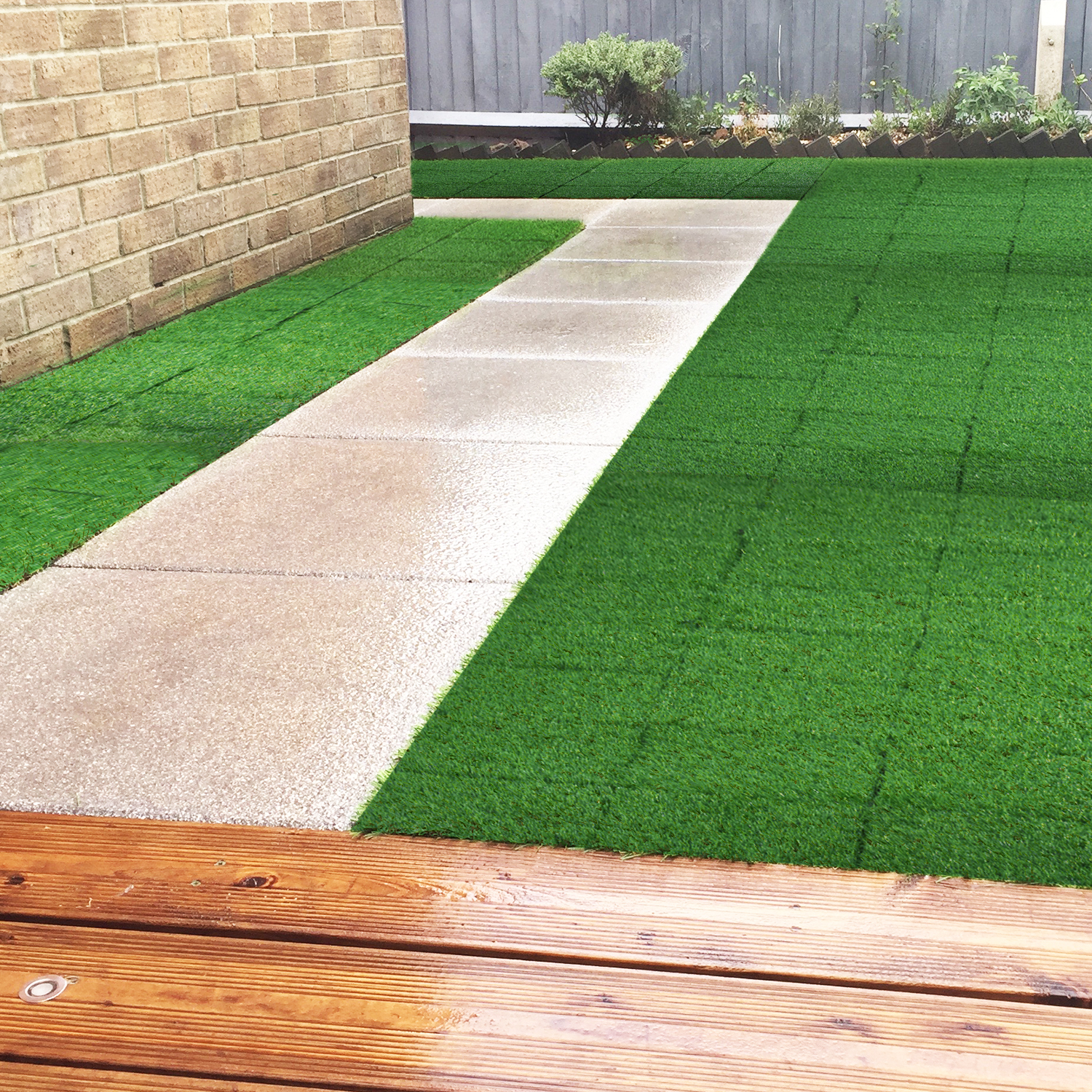 Artificial Grass Interlocking Deck Tiles Fake Lawn Decking Garden
