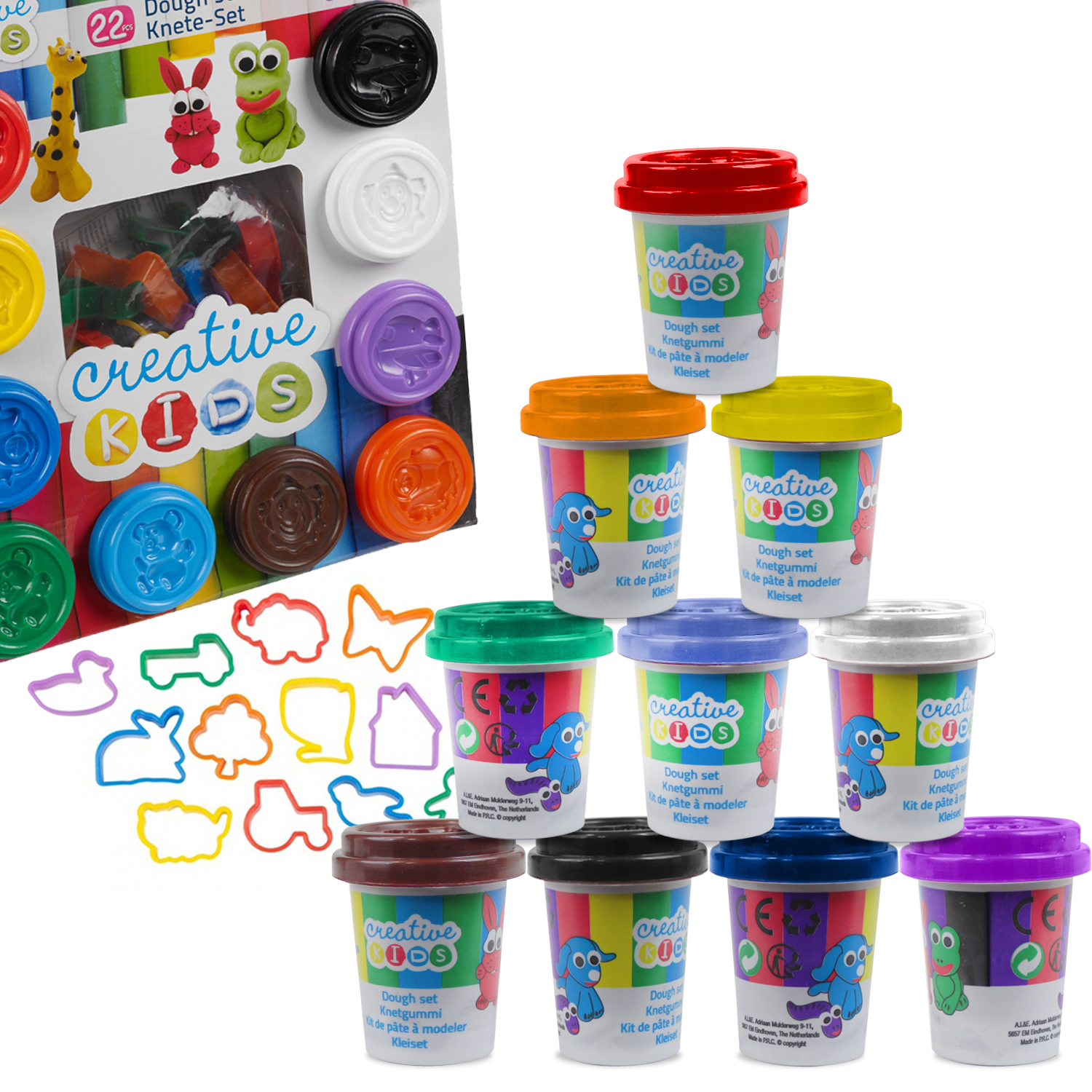 Kids Play Craft Dough 22 Piece Gift Toy Set Doh Clay Tubs Hobby Shapes