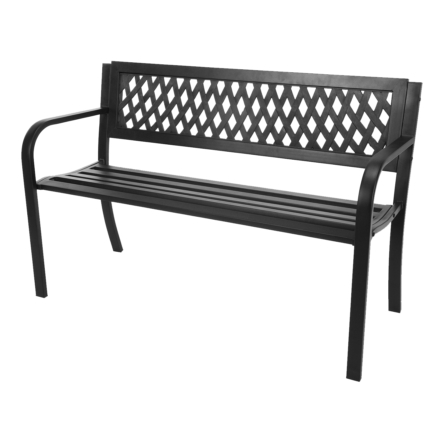 3 Seater Garden Bench Steel Outdoor Patio Metal Seat Park Seating