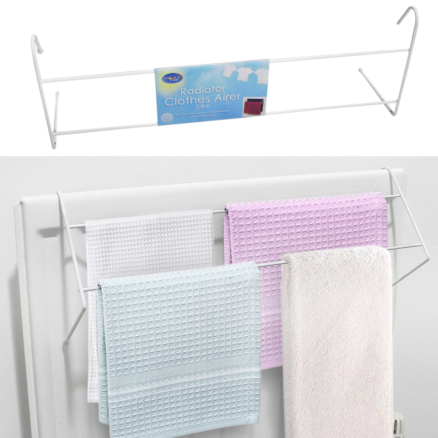 Radiator Drying Rack Clothes 2 Rail Tier Shelf Towel Airer Dryer