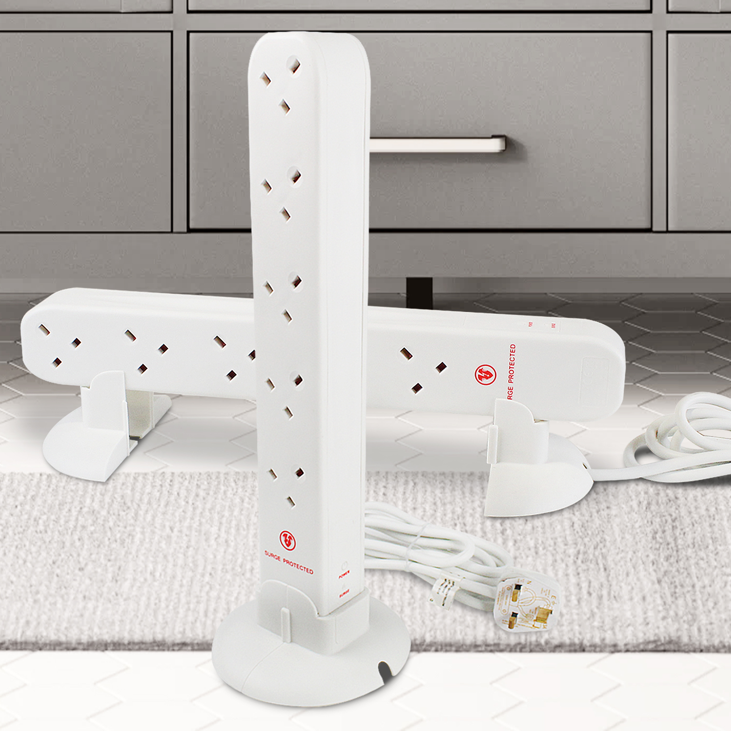 Master Plug UK Surge Protector Power Upright Tower 10 Gang Extension