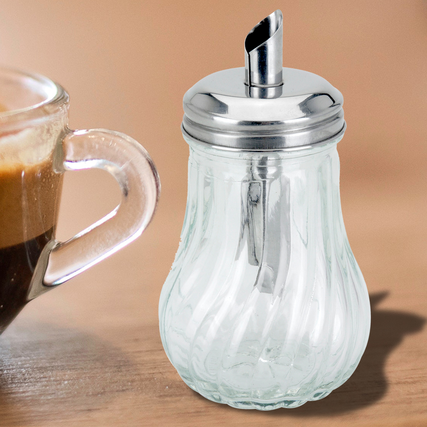 Sugar Shaker Dispenser Pourer 200ml Glass Decanter Tea Coffee Cafe ...