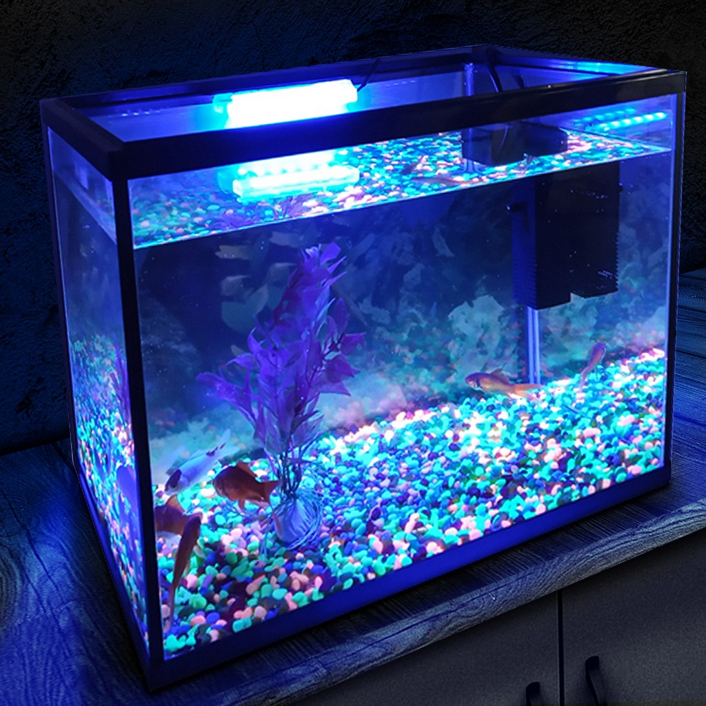 18L 26L Aquarium Fish Tank Kit Glass Starter Set LED Light Net Air Pump