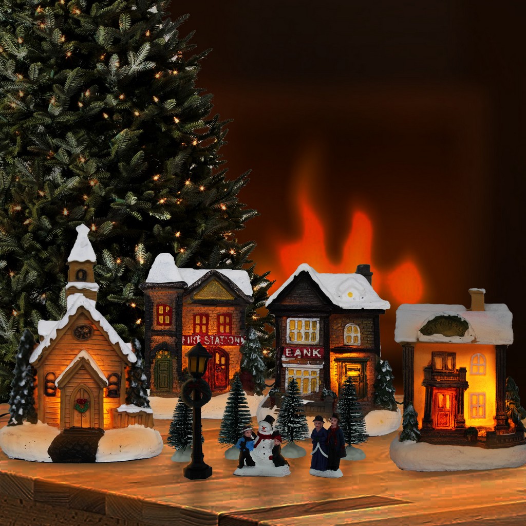 12 x Christmas Village Model LED Light Up Lighting Decorations Battery Operated eBay