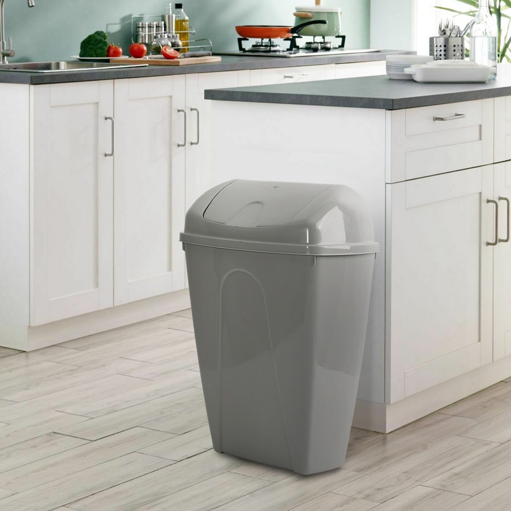 50L Swing Bin Plastic Rubbish Kitchen Bullet Food Waste Swing Lid Home
