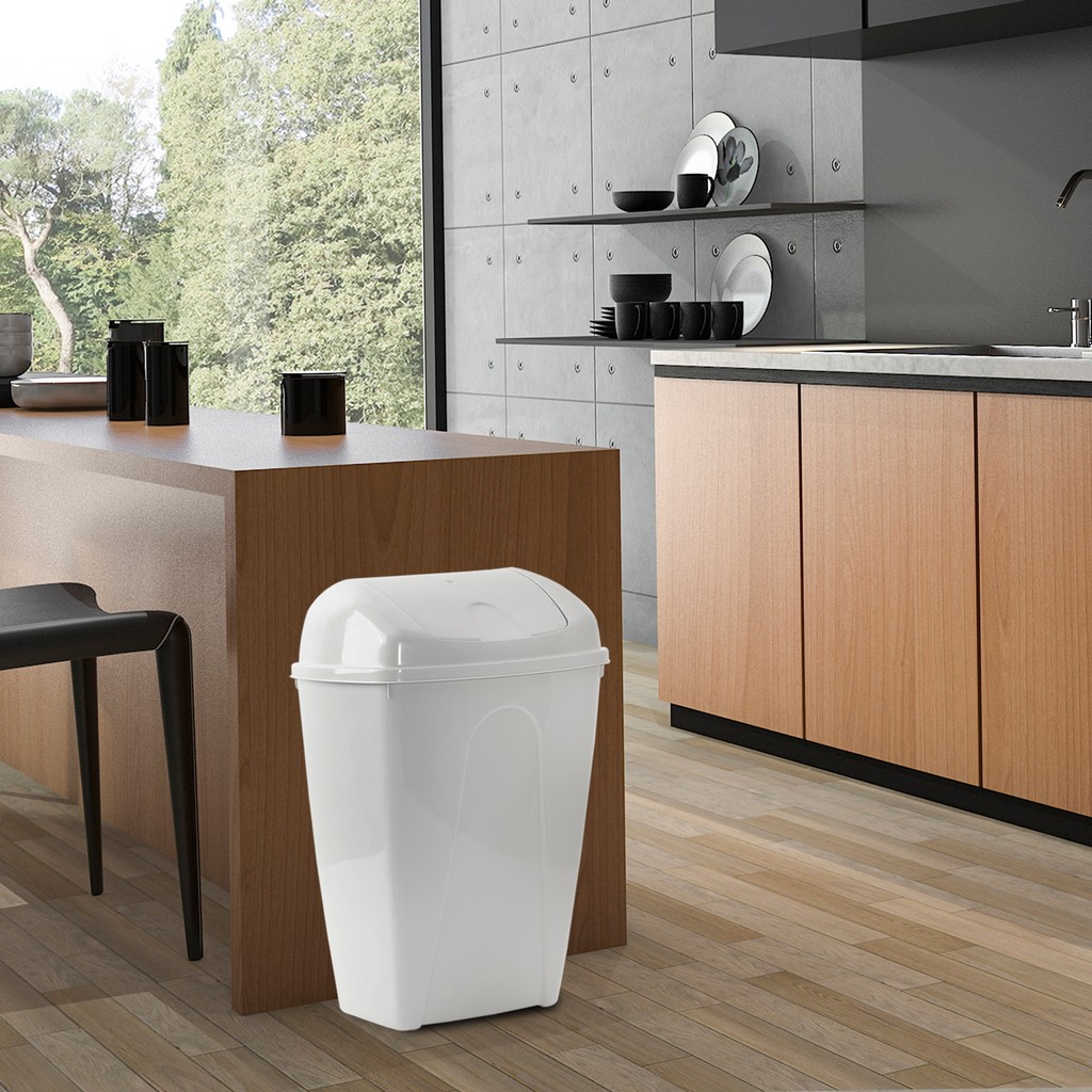 50L Swing Bin Plastic Rubbish Kitchen Bullet Food Waste Swing Lid Home