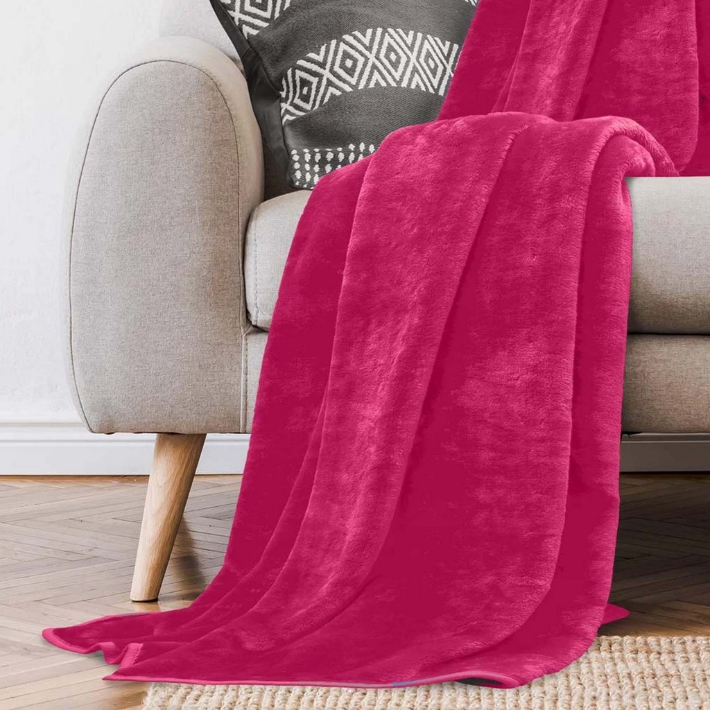Soft Faux Mink Throw Fuschia Pink Luxury Fur Fleece Sofa Blanket