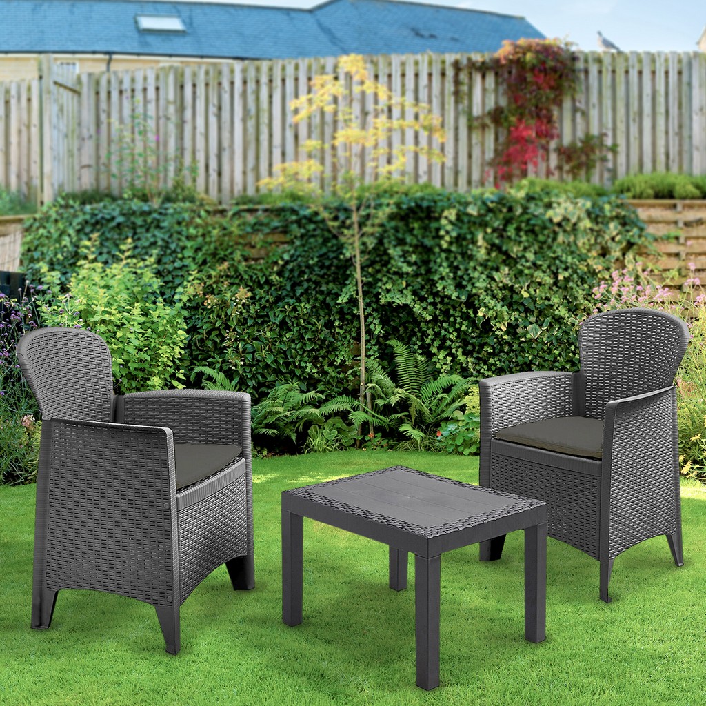 3 Piece Garden Rattan Sofa Furniture Set Waterproof Plastic Indoor