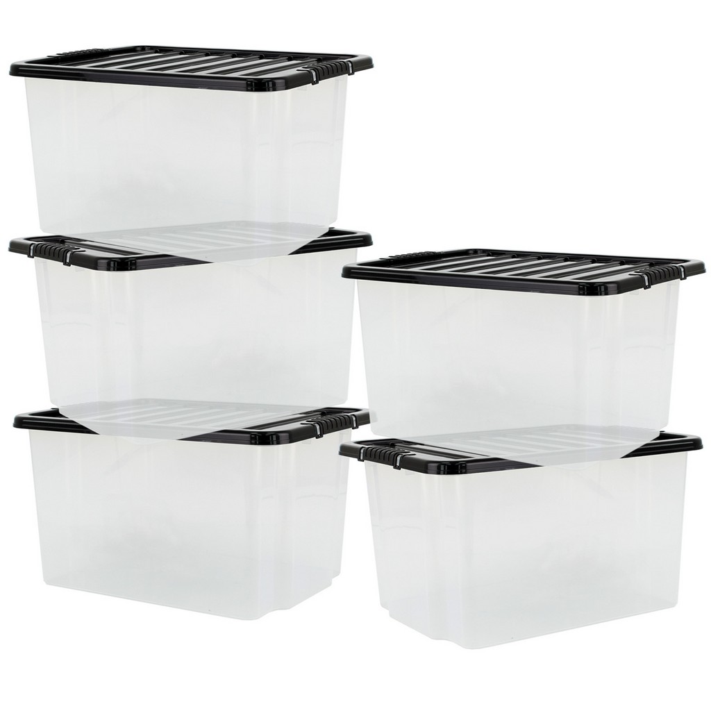 Clear Plastic 35L Storage Container Box Drawer Lid Home Wardrobe Shoes