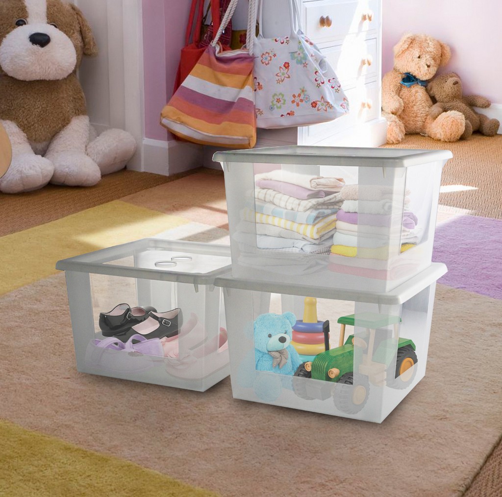 Underbed Toy Box Square Plastic Storage Drawer Container Clothes Towels