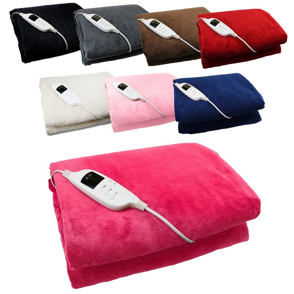 Electric Blanket Heated Over Throw Under Fleece Washable Glowmaster Bed Mattress