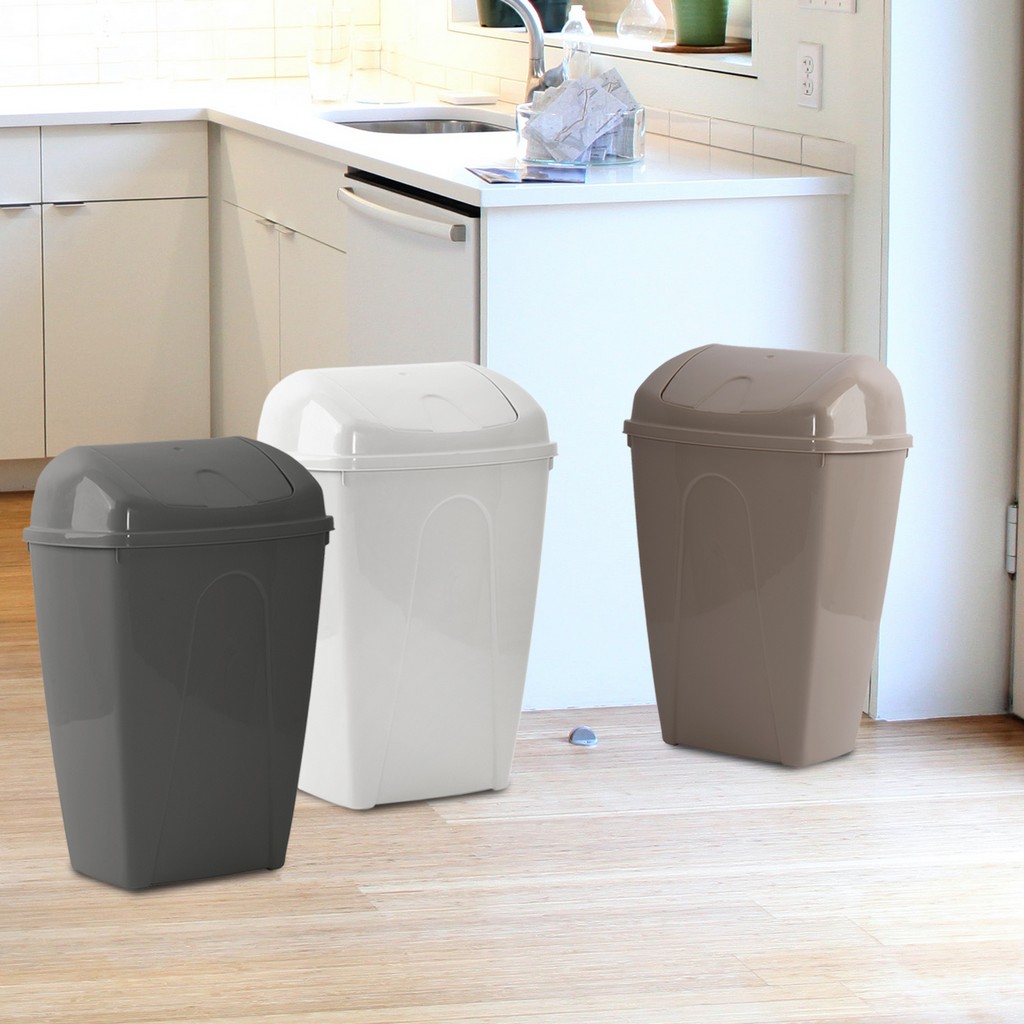 Kitchen Swing Bin 25L Swing Lid Plastic Bullet Rubbish Food Waste Home
