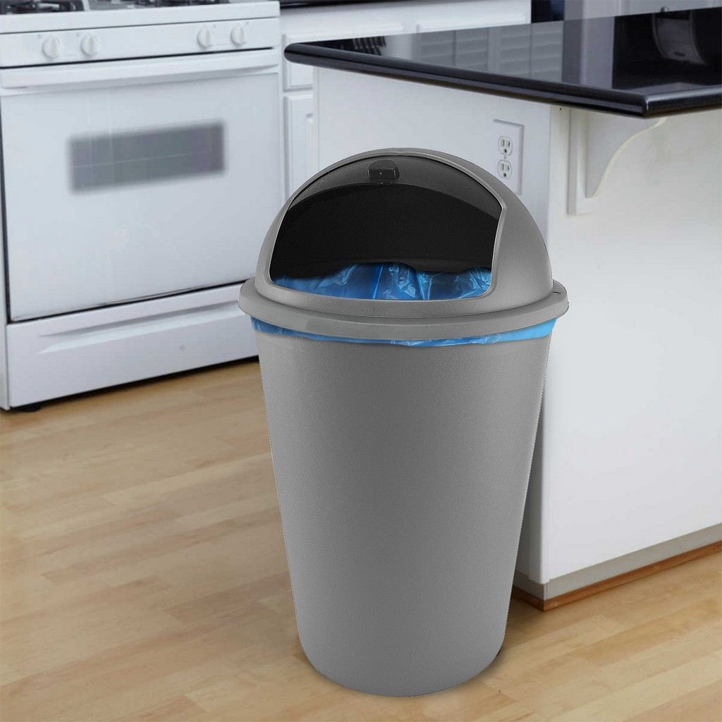 Kitchen Bin Plastic 50L Roller Top Flip Lid Bullet Waste Dustbin