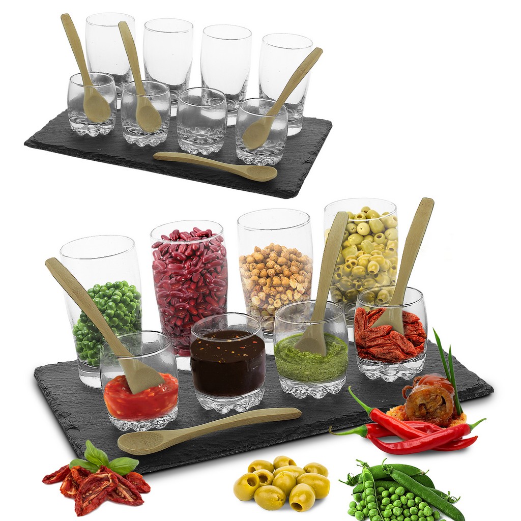 Slate 13 Pce Tapas Serving Dish Tray Dessert Food Sharing Plate Party