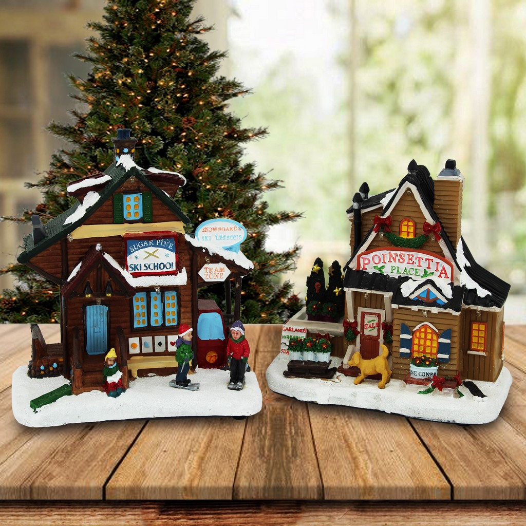 Light Up Christmas Village Model LED Lights Lighting Decorations Tree
