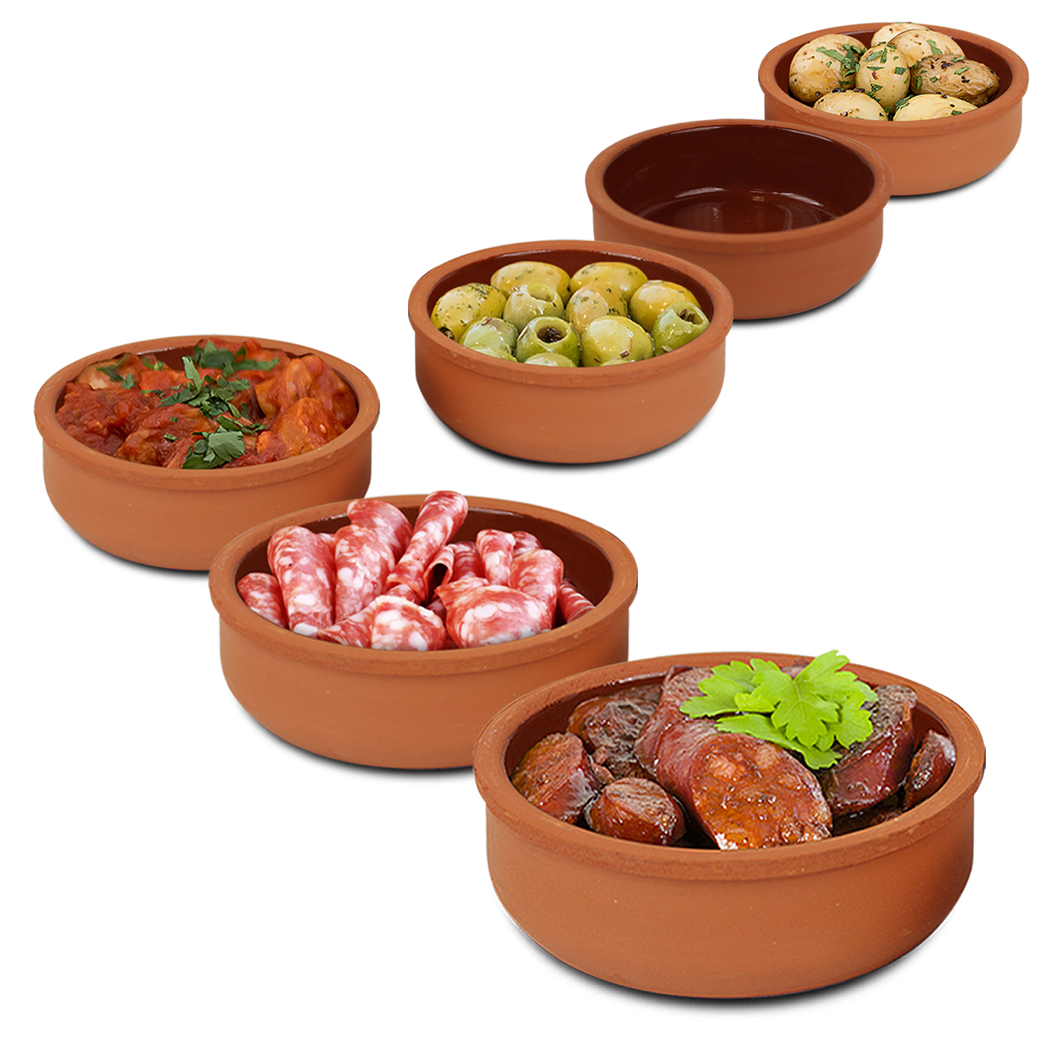Terracotta 12cm Glazed Tapas Olive Bowls Dishes Cazuelas Spanish