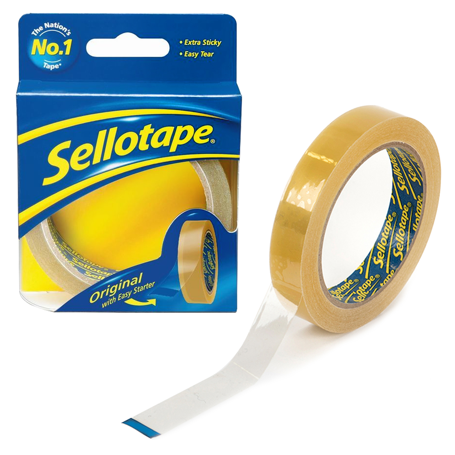4 x Sellotape Original Golden Clear Tape Extra Sticky /& Strong 24mm x 50m