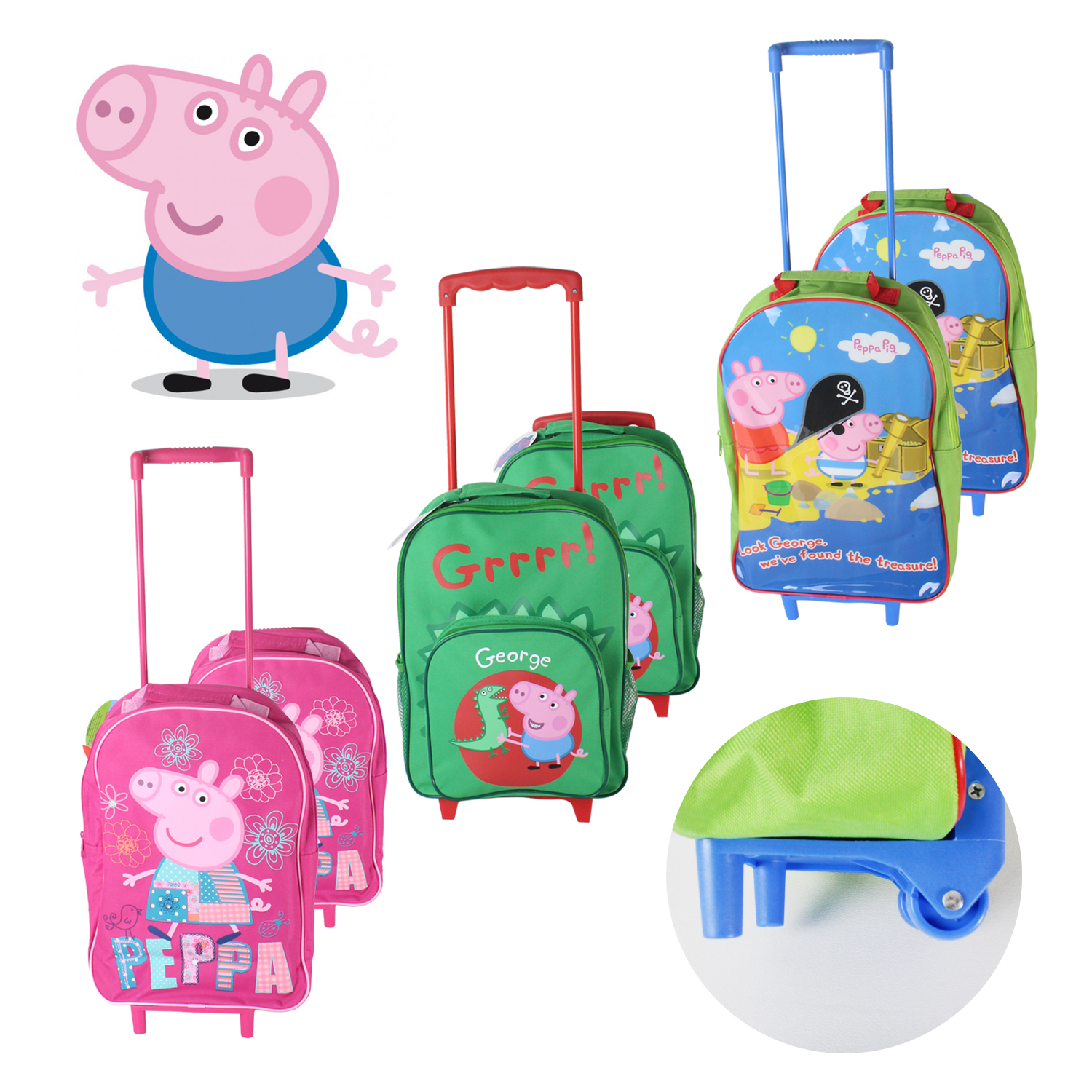 Peppa Pig Travel Bag School Case Hand Luggage Wheelie Weekend Overnight