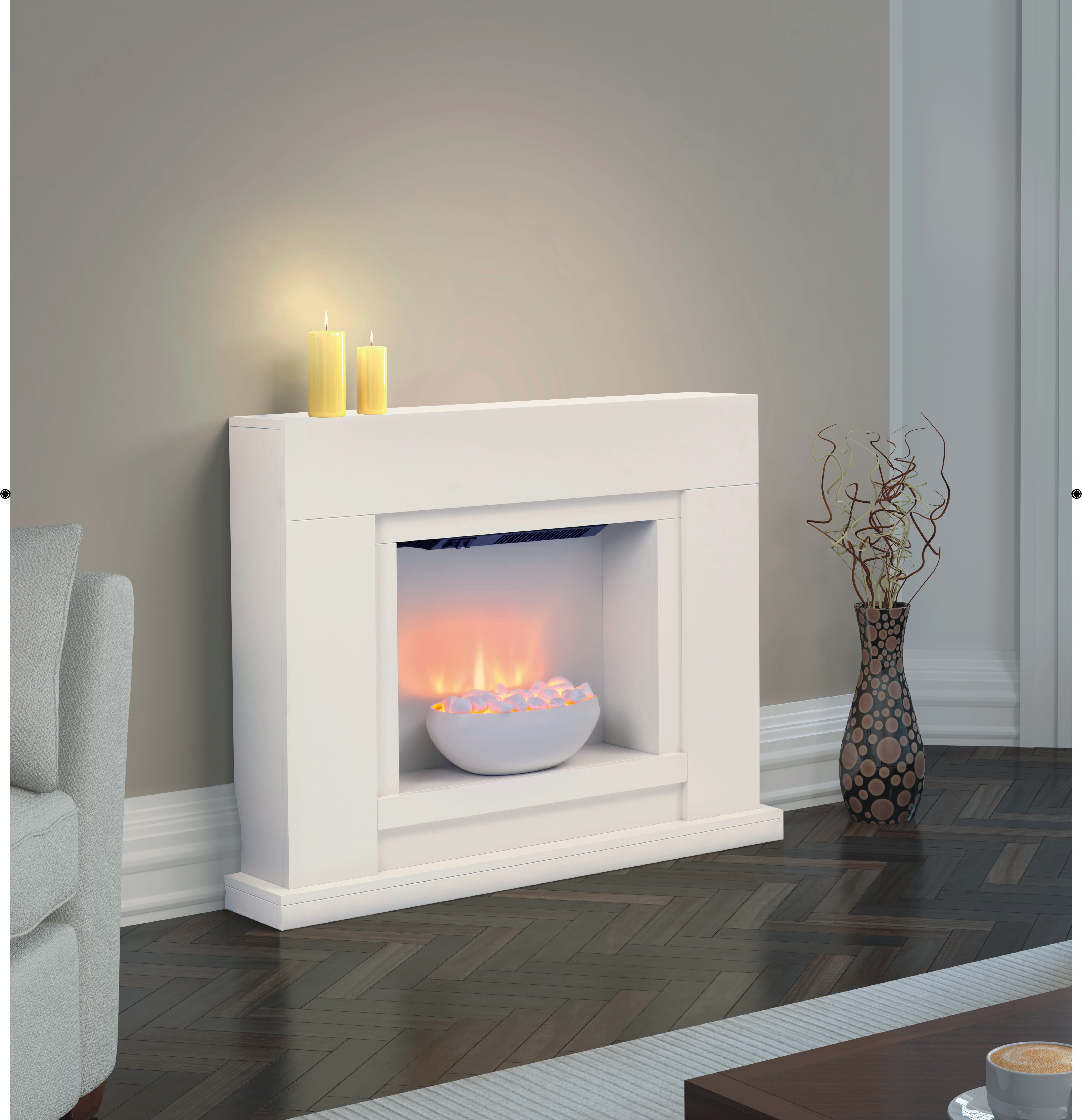 Electric Fireplace Fire Surround Free Standing Flame Effect Lighted