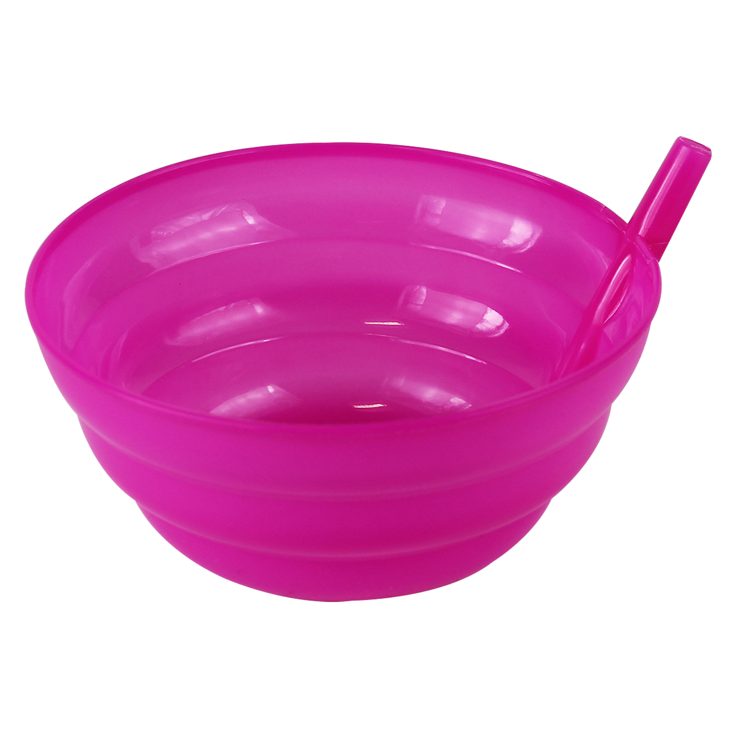 Set 4 Cereal Bowls Kids Dessert Built in Sip Straw Plastic Sippy Soup