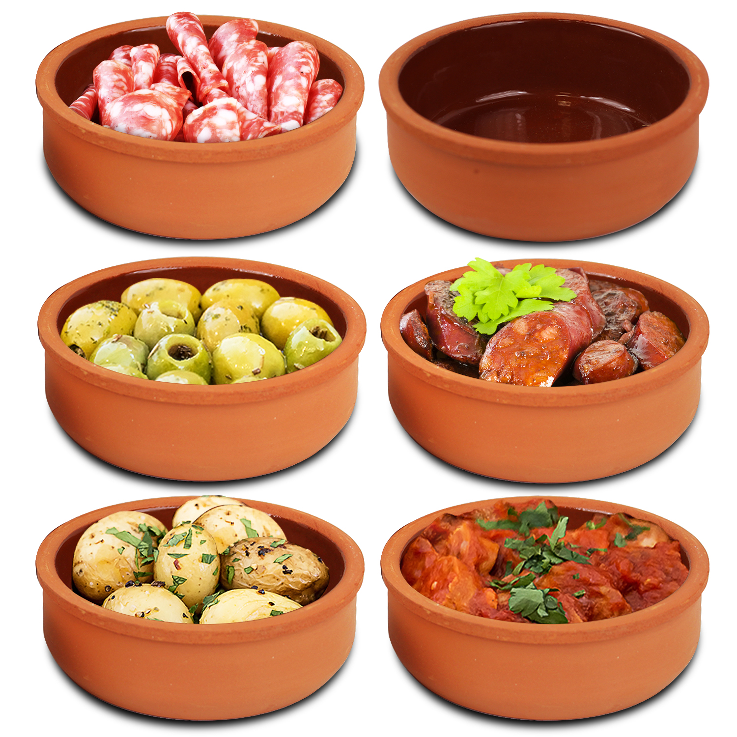 Terracotta 12cm Glazed Tapas Olive Bowls Dishes Cazuelas Spanish